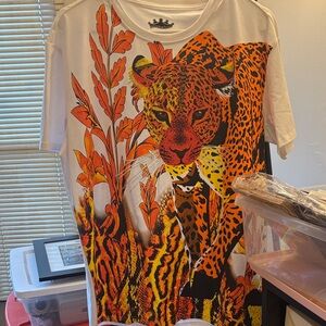 Leopard Print Men’s Shirt - Orange and White